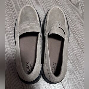 Toms Women's Taupe Suede Penny Loafers